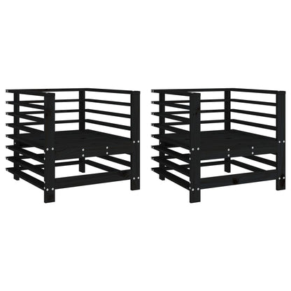 vidaXL Garden Chairs 2 pcs Black Solid Wood Pine