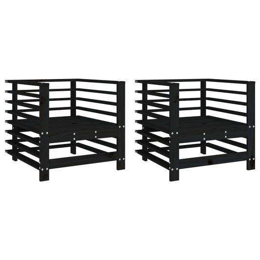 vidaXL Garden Chairs 2 pcs Black Solid Wood Pine