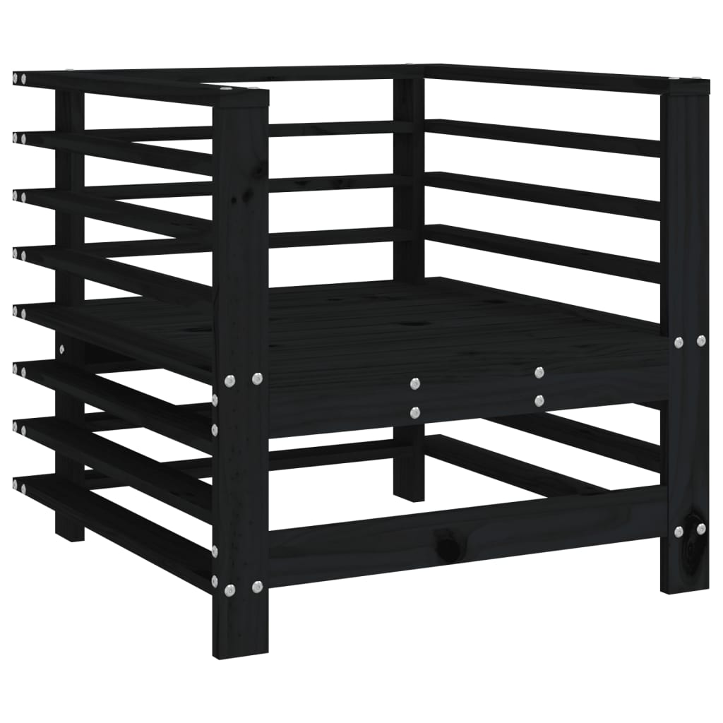vidaXL Garden Chairs 2 pcs Black Solid Wood Pine