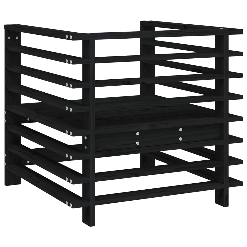 vidaXL Garden Chairs 2 pcs Black Solid Wood Pine