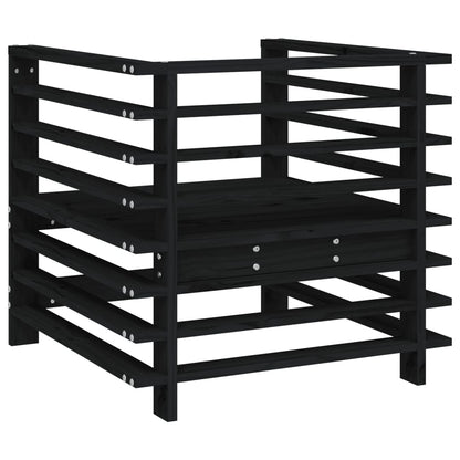 vidaXL Garden Chairs 2 pcs Black Solid Wood Pine