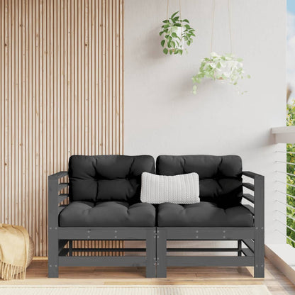 vidaXL Garden Corner Sofas 2 pcs Grey Solid Wood Pine