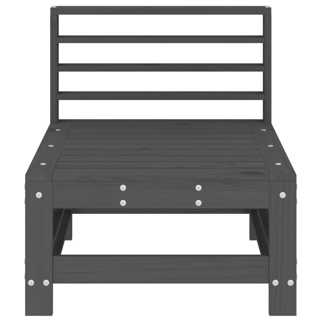 vidaXL Garden Middle Sofas 2 pcs Grey Solid Wood Pine