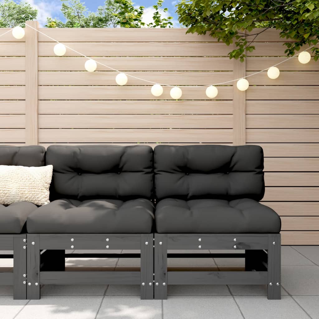 vidaXL Garden Middle Sofas 2 pcs Grey Solid Wood Pine
