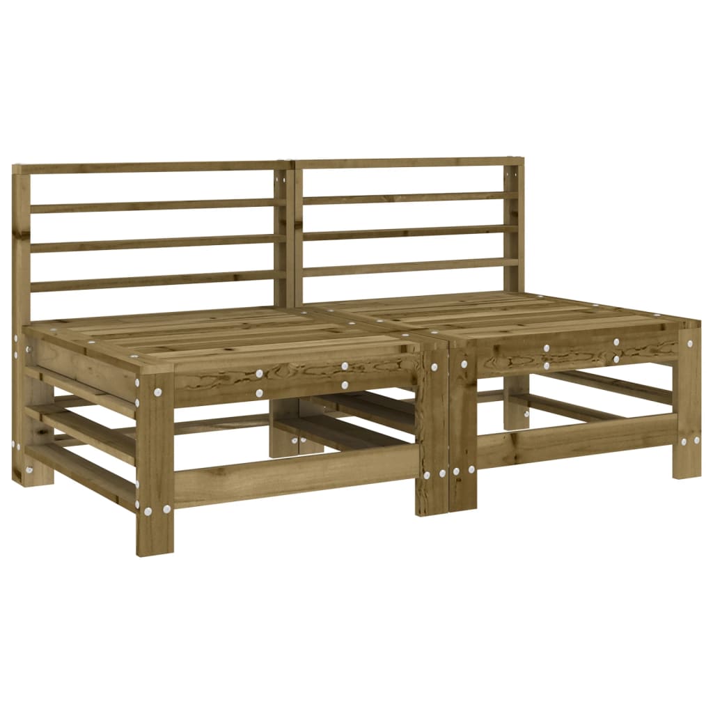 vidaXL Garden Middle Sofas 2 pcs Impregnated Wood Pine