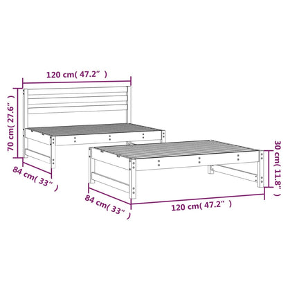 vidaXL 2 Piece Garden Lounge Set Grey Solid Wood Pine