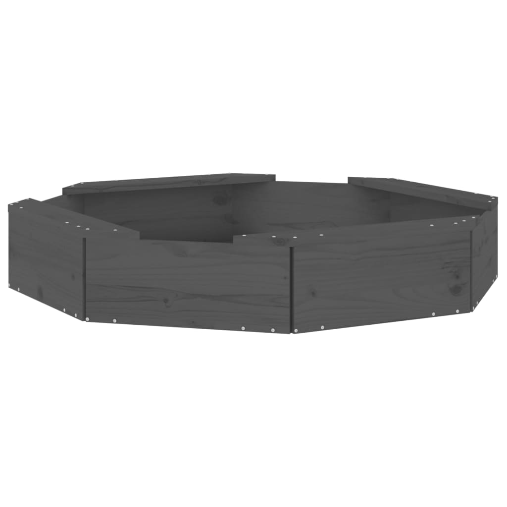 vidaXL Sandbox with Seats Grey Octagon Solid Wood Pine