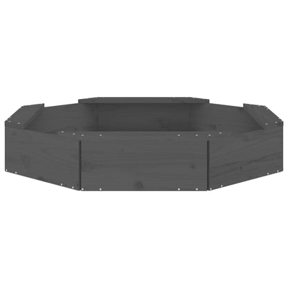 vidaXL Sandbox with Seats Grey Octagon Solid Wood Pine
