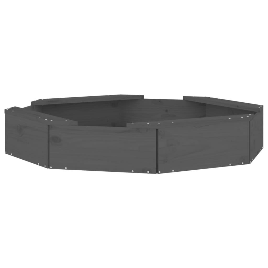 vidaXL Sandbox with Seats Grey Octagon Solid Wood Pine