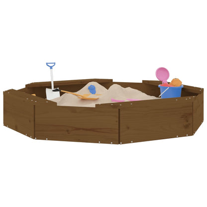 vidaXL Sandbox with Seats Honey Brown Octagon Solid Wood Pine
