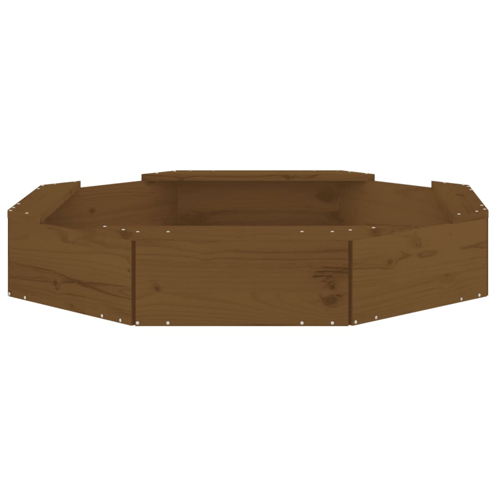 vidaXL Sandbox with Seats Honey Brown Octagon Solid Wood Pine