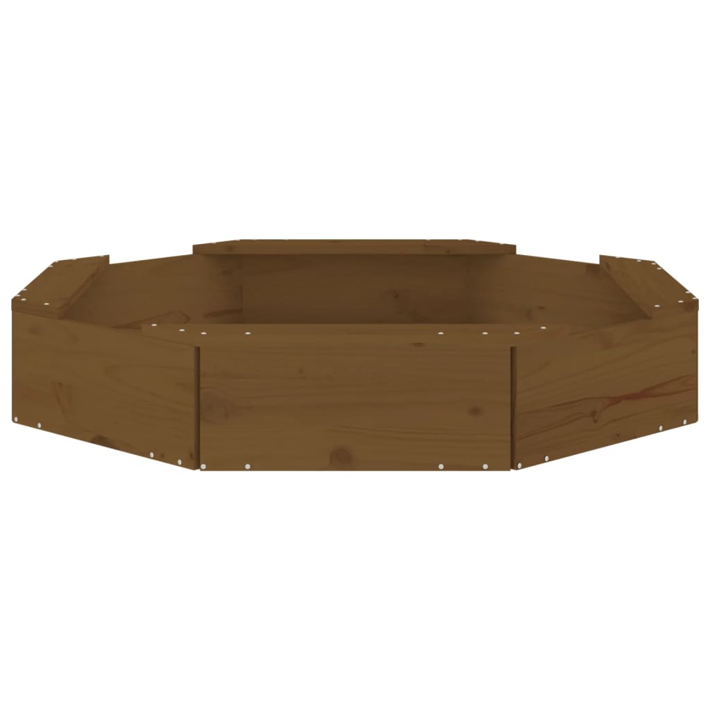 vidaXL Sandbox with Seats Honey Brown Octagon Solid Wood Pine