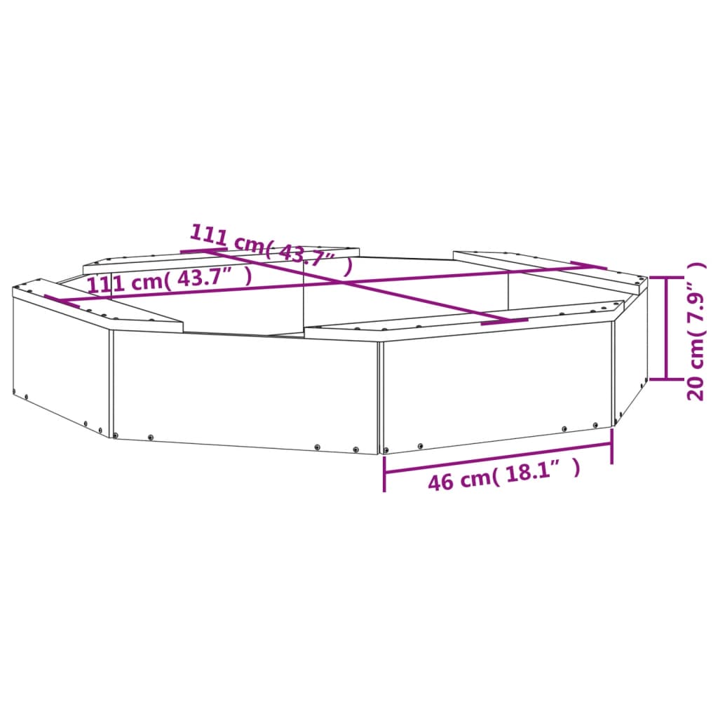 vidaXL Sandbox with Seats Honey Brown Octagon Solid Wood Pine