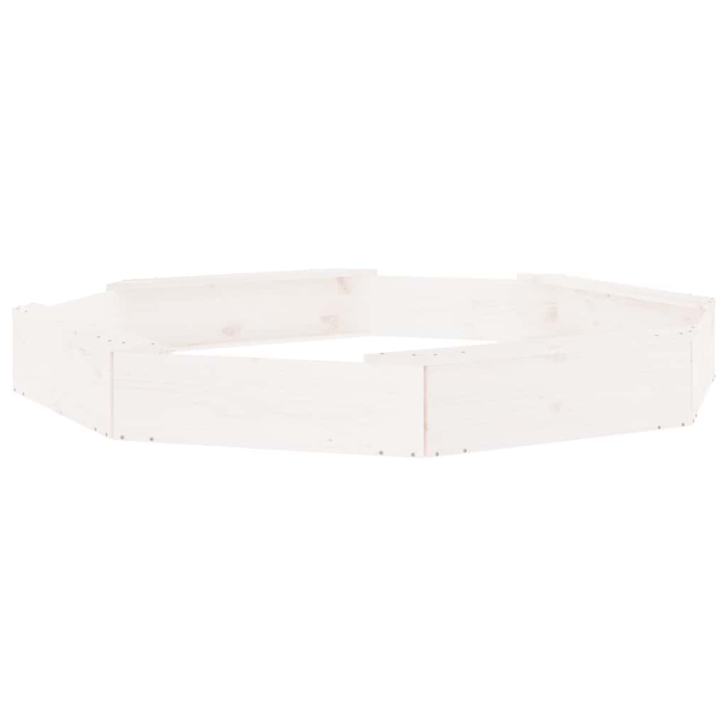 vidaXL Sandbox with Seats White Octagon Solid Wood Pine