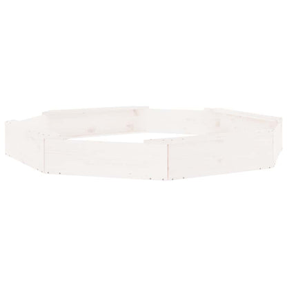 vidaXL Sandbox with Seats White Octagon Solid Wood Pine