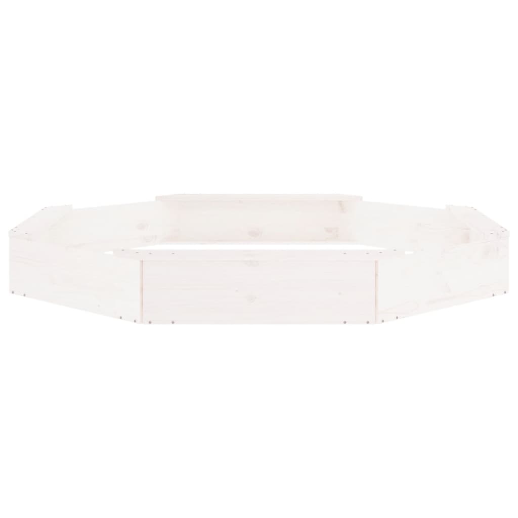 vidaXL Sandbox with Seats White Octagon Solid Wood Pine