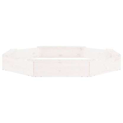 vidaXL Sandbox with Seats White Octagon Solid Wood Pine