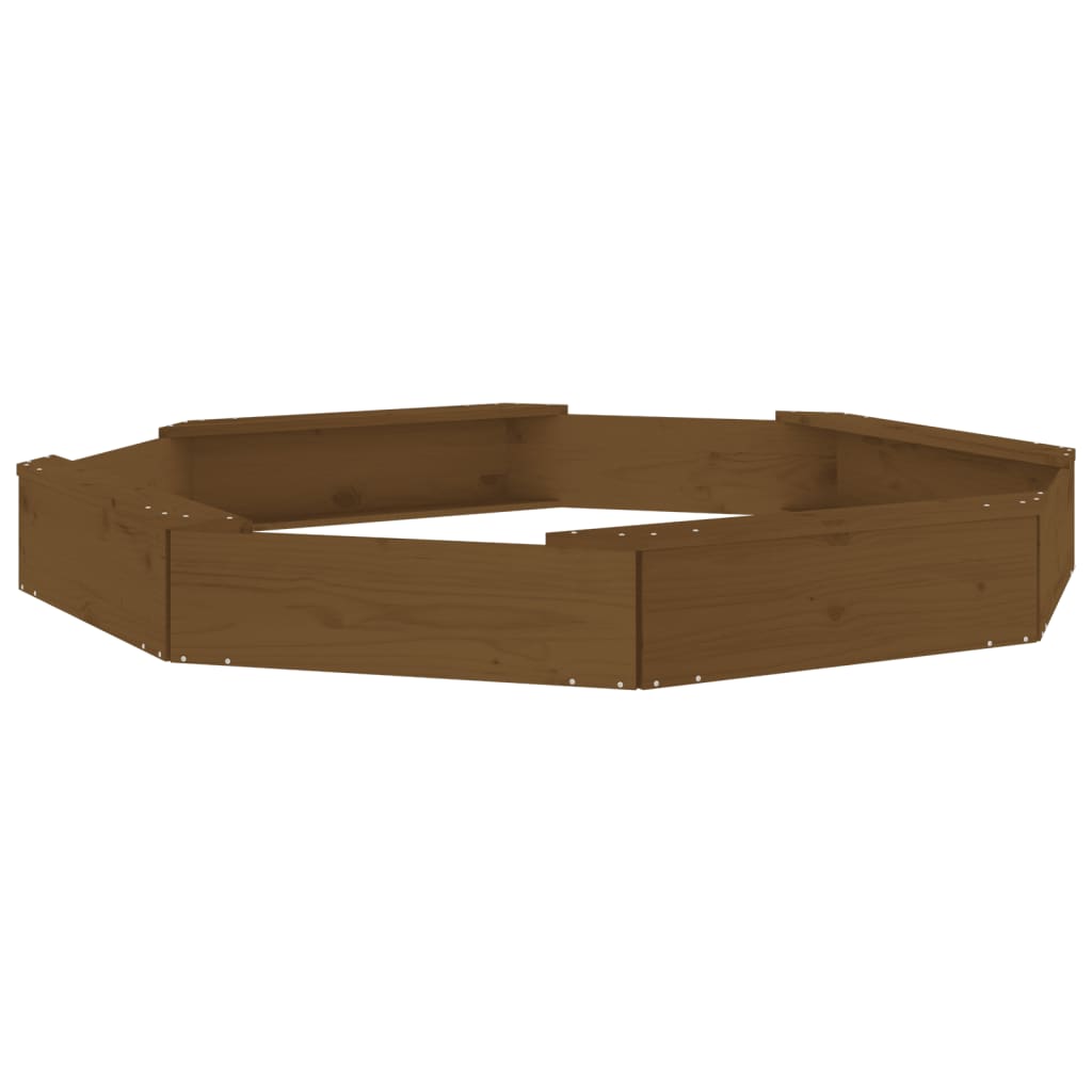 vidaXL Sandbox with Seats Honey Brown Octagon Solid Wood Pine