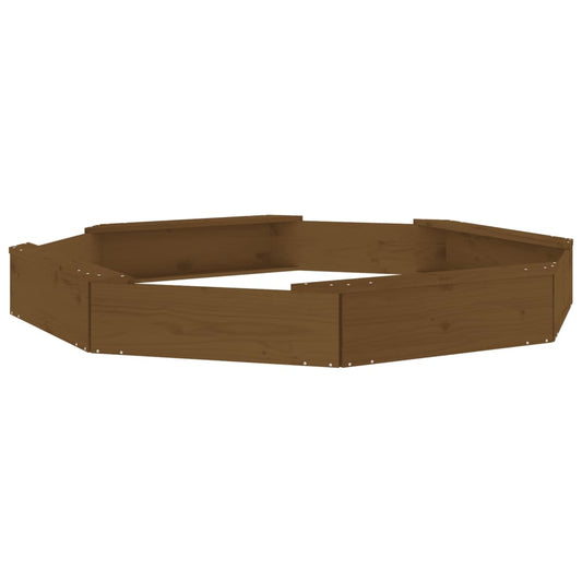 vidaXL Sandbox with Seats Honey Brown Octagon Solid Wood Pine