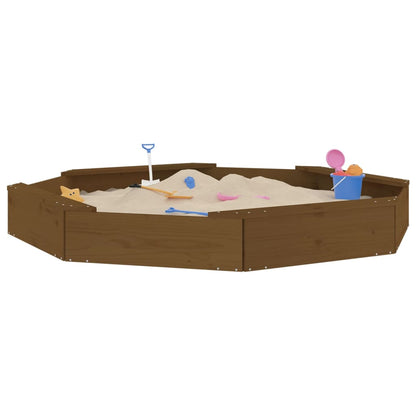 vidaXL Sandbox with Seats Honey Brown Octagon Solid Wood Pine