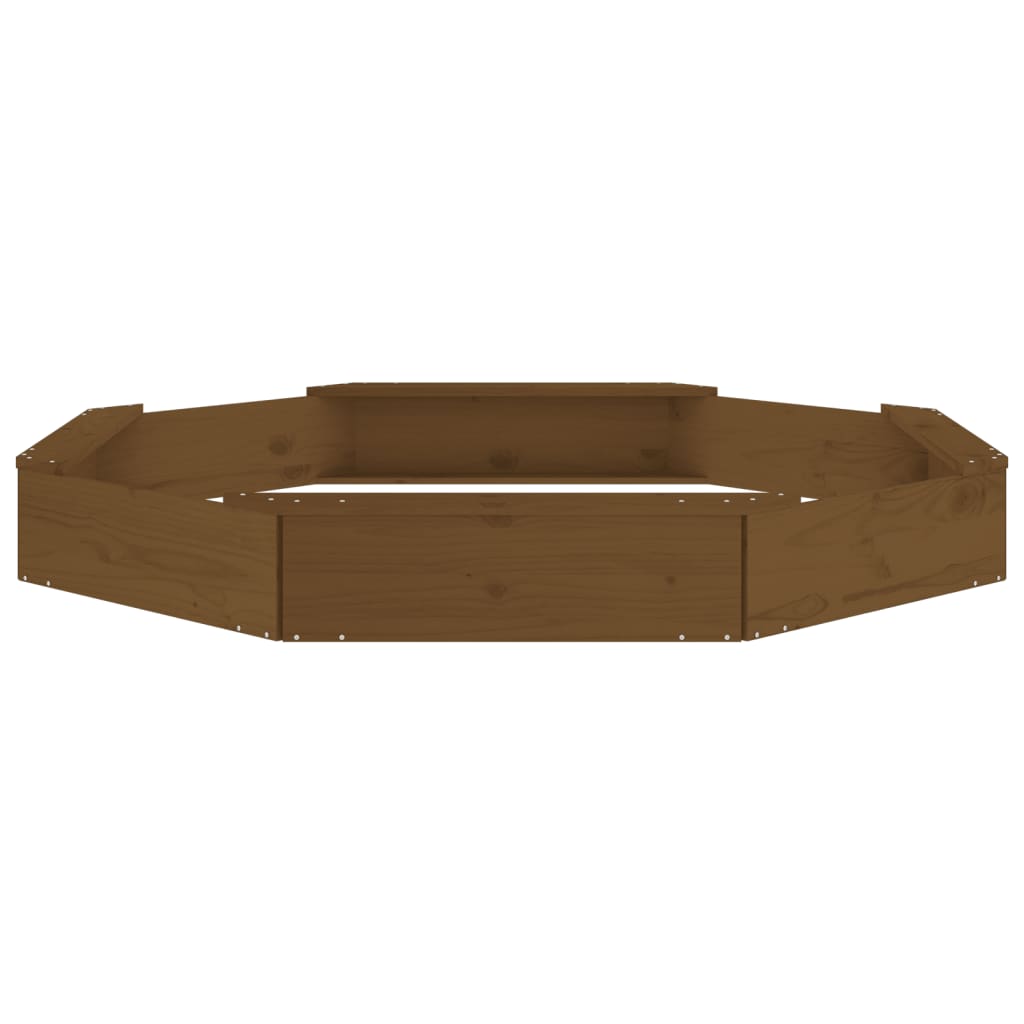 vidaXL Sandbox with Seats Honey Brown Octagon Solid Wood Pine