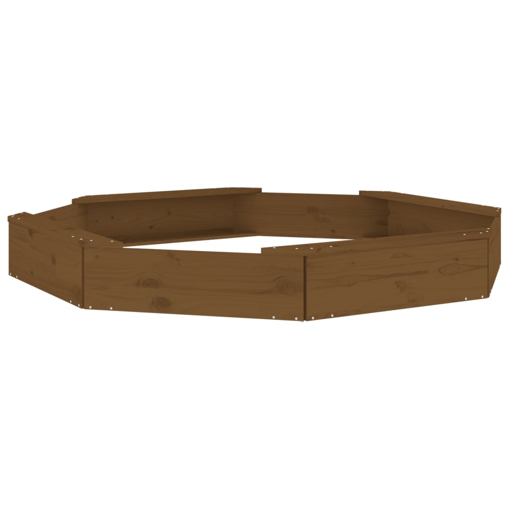 vidaXL Sandbox with Seats Honey Brown Octagon Solid Wood Pine