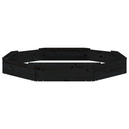 vidaXL Sandbox with Seats Black Octagon Solid Wood Pine