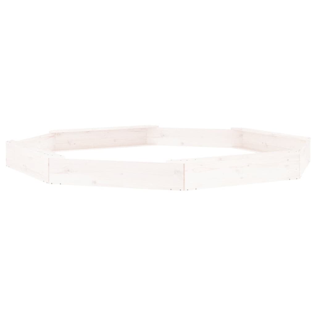 vidaXL Sandbox with Seats White Octagon Solid Wood Pine