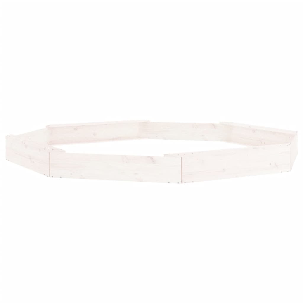 vidaXL Sandbox with Seats White Octagon Solid Wood Pine