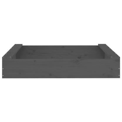 vidaXL Sandbox with Seats Grey Square Solid Wood Pine