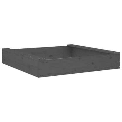 vidaXL Sandbox with Seats Grey Square Solid Wood Pine