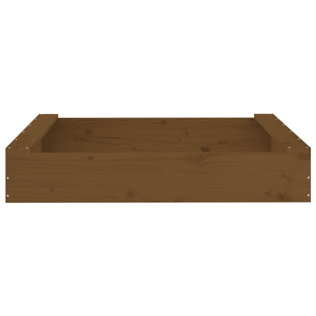 vidaXL Sandbox with Seats Honey Brown Square Solid Wood Pine