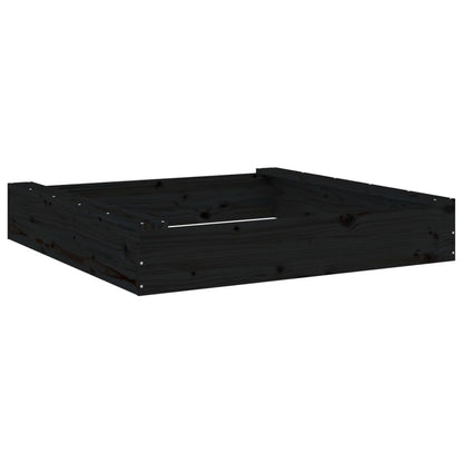 vidaXL Sandbox with Seats Black Square Solid Wood Pine