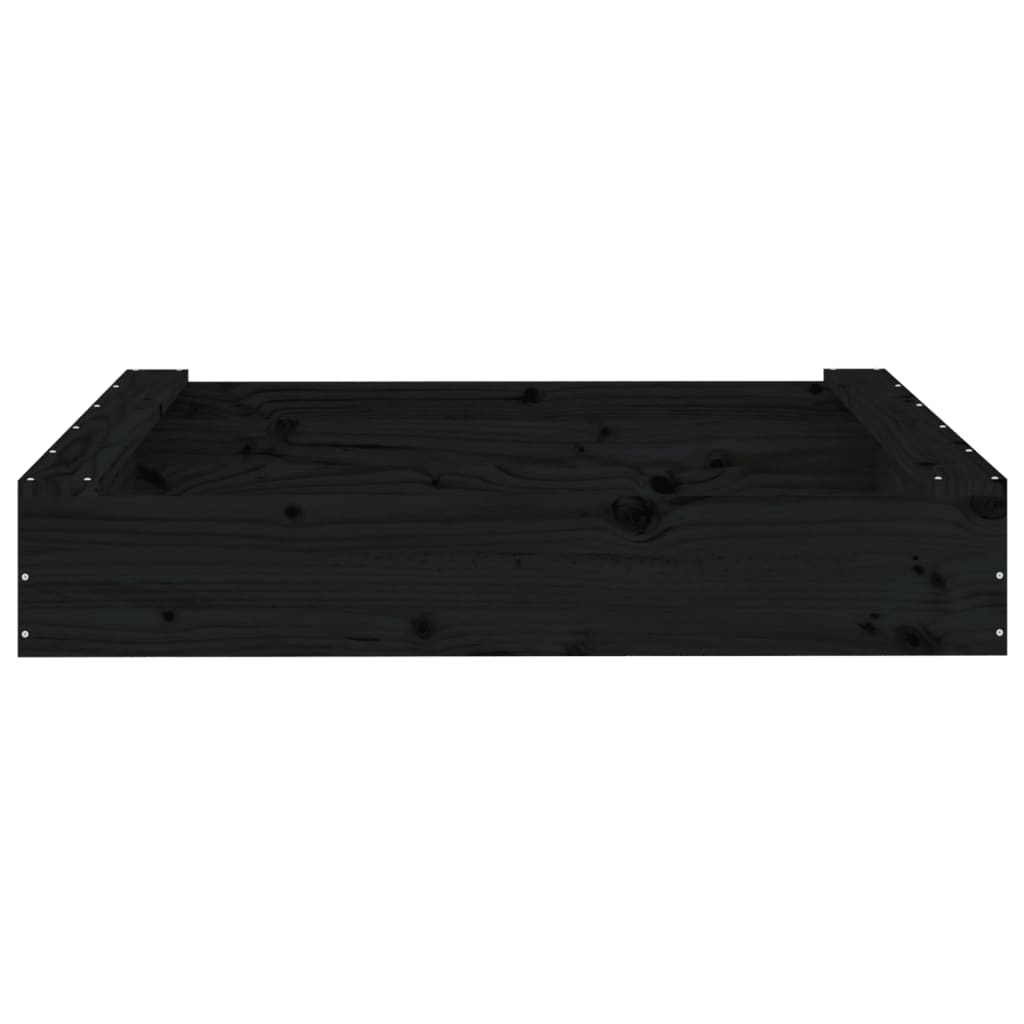 vidaXL Sandbox with Seats Black Square Solid Wood Pine