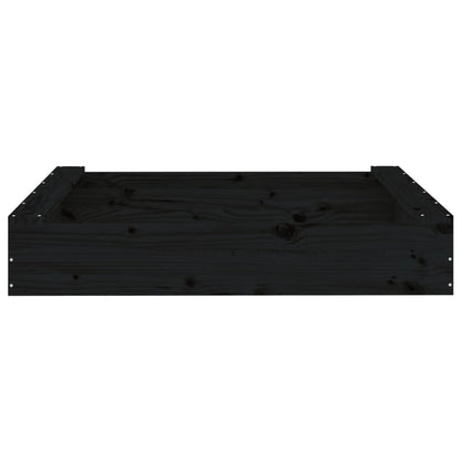 vidaXL Sandbox with Seats Black Square Solid Wood Pine