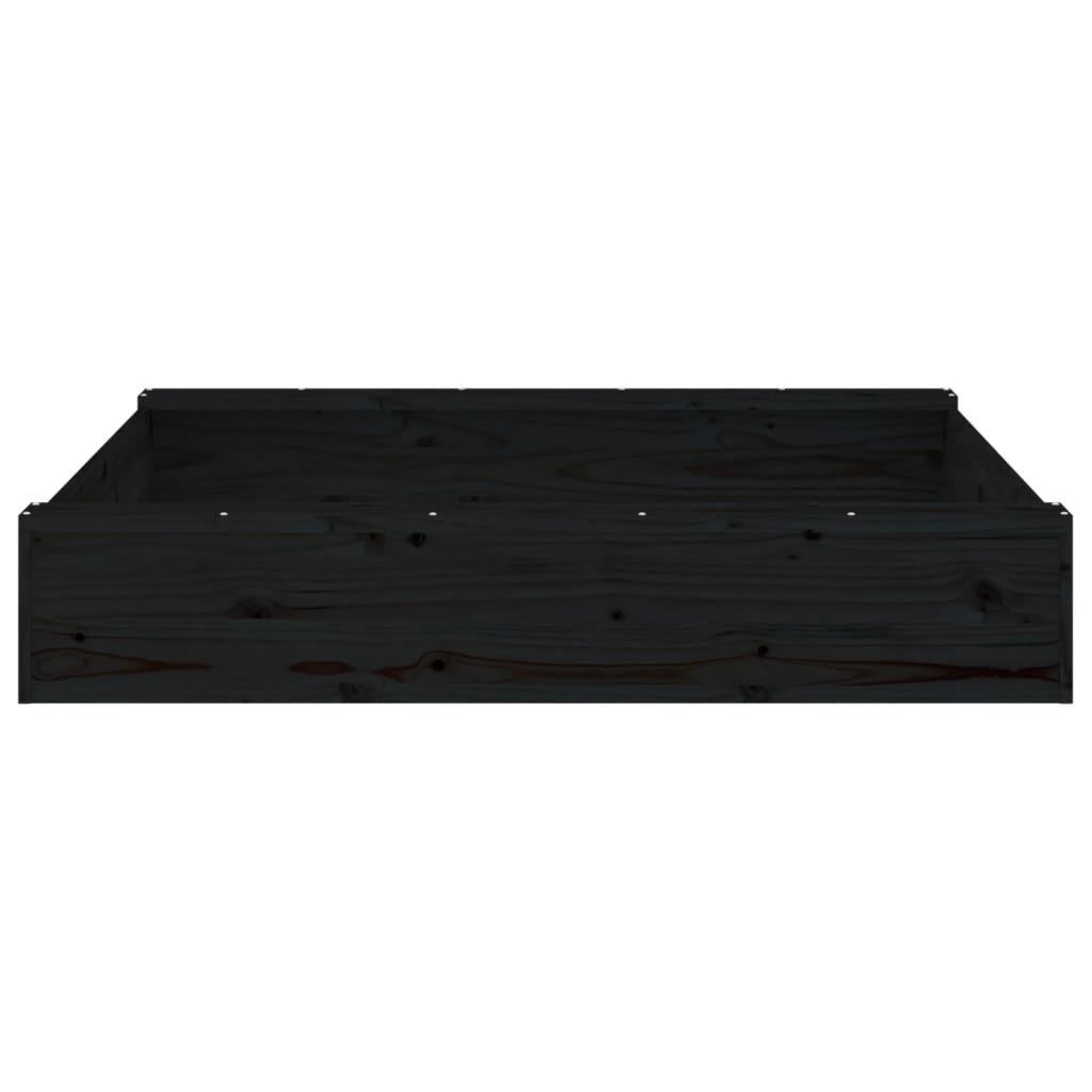 vidaXL Sandbox with Seats Black Square Solid Wood Pine