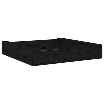 vidaXL Sandbox with Seats Black Square Solid Wood Pine