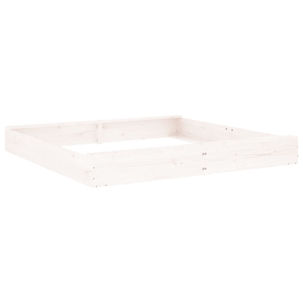 vidaXL Sandbox with Seats White Square Solid Wood Pine