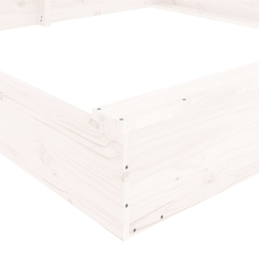 vidaXL Sandbox with Seats White Square Solid Wood Pine