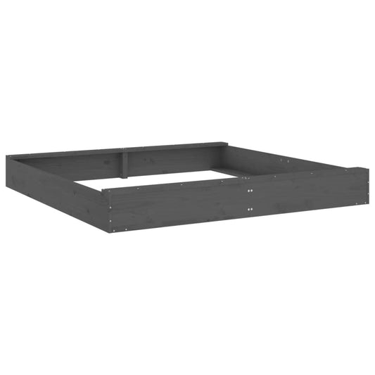 vidaXL Sandbox with Seats Grey Square Solid Wood Pine