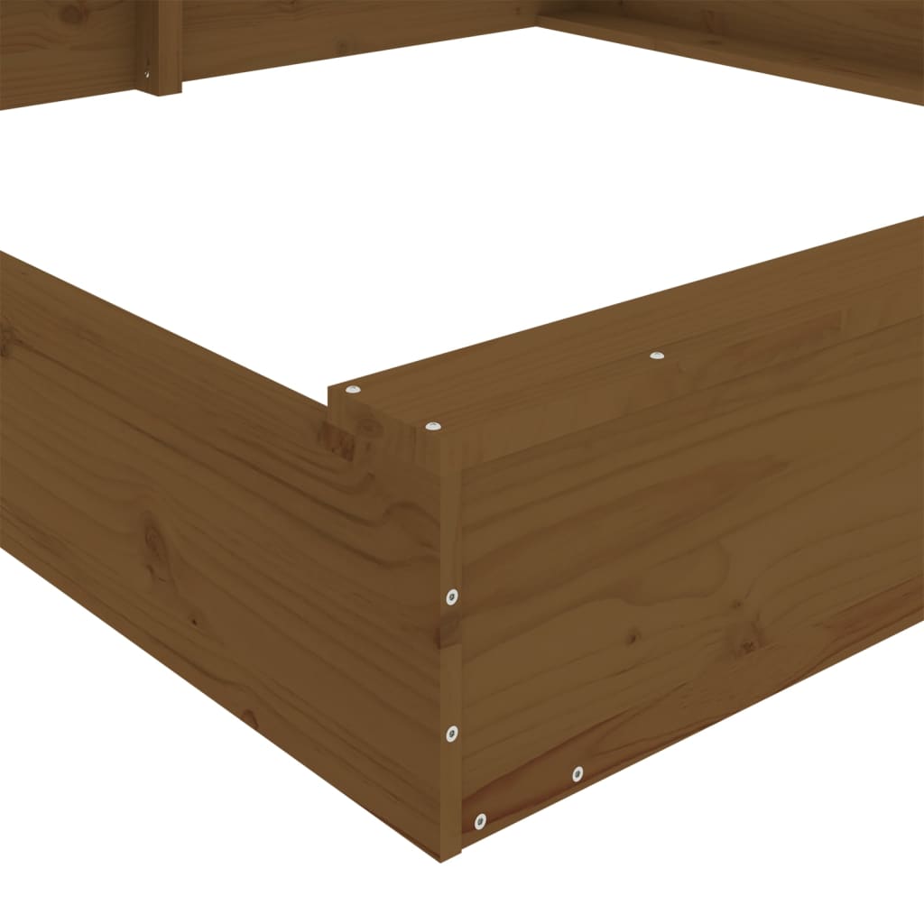 vidaXL Sandbox with Seats Honey Brown Square Solid Wood Pine