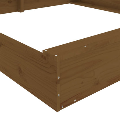 vidaXL Sandbox with Seats Honey Brown Square Solid Wood Pine