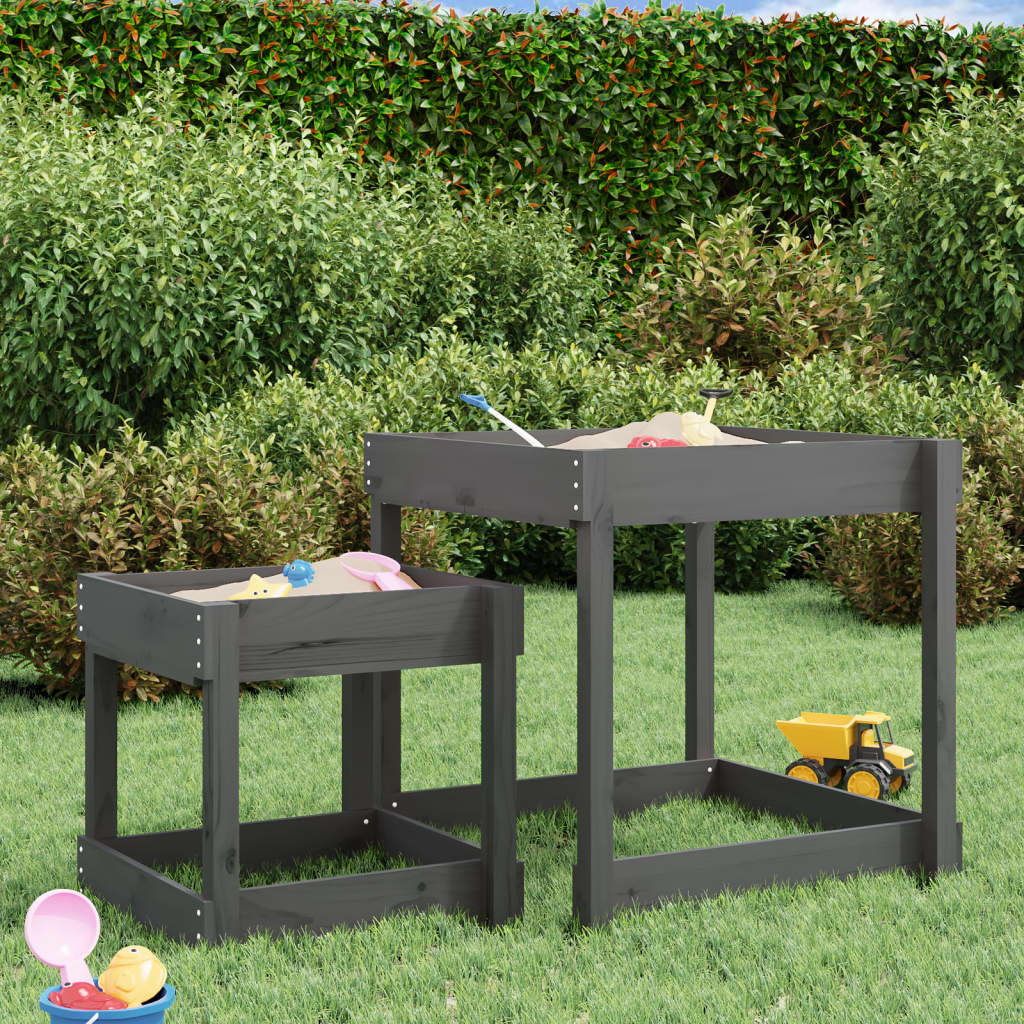 vidaXL Sand Tables 2 pcs Grey Solid Wood Pine