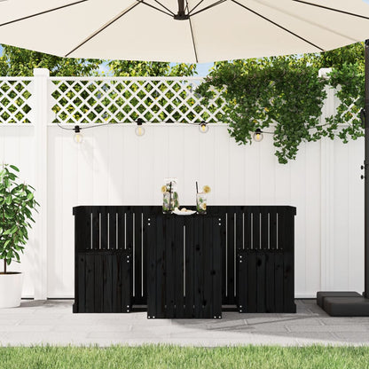 vidaXL Balcony Set 2-Seater Black Solid Wood Pine