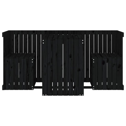 vidaXL Balcony Set 2-Seater Black Solid Wood Pine
