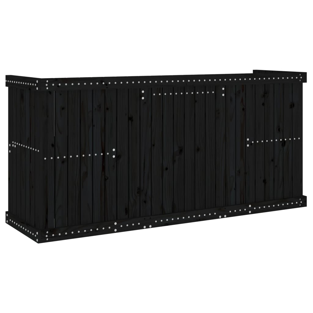 vidaXL Balcony Set 2-Seater Black Solid Wood Pine