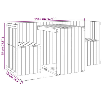 vidaXL Balcony Set 2-Seater Black Solid Wood Pine