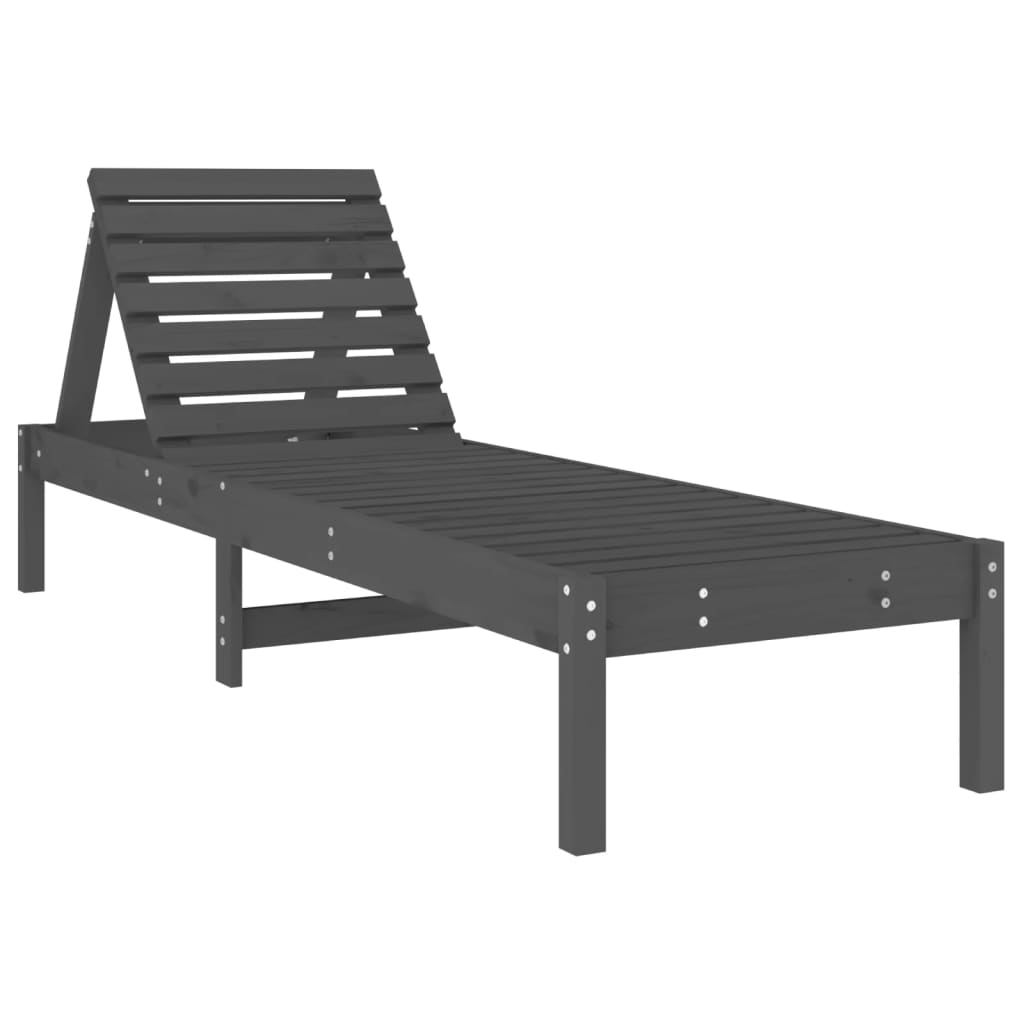 vidaXL Sun Lounger | Set of 2 | Grey | Solid Pine Wood | Large