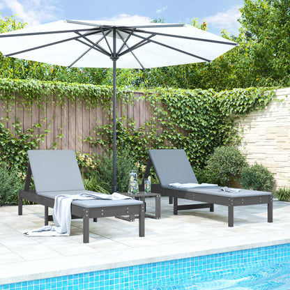 vidaXL Sun Lounger | Set of 2 | Grey | Solid Pine Wood | Large