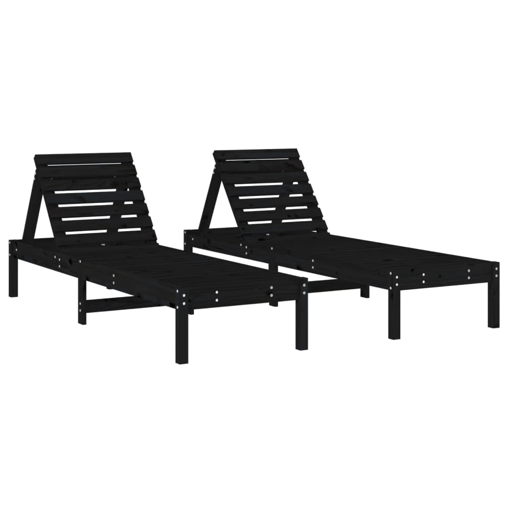 vidaXL Sun Lounger | Set of 2 | Black | Solid pine wood | Standard